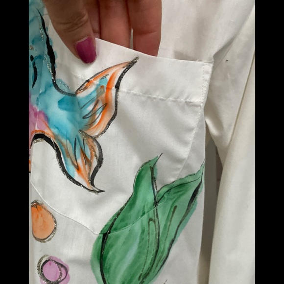 White button down Emilio Pucci Painted Print S-M - Picture 6 of 16